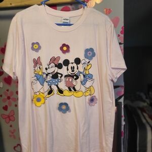 Disney Pink Short Sleeve Tee with Floral Accents